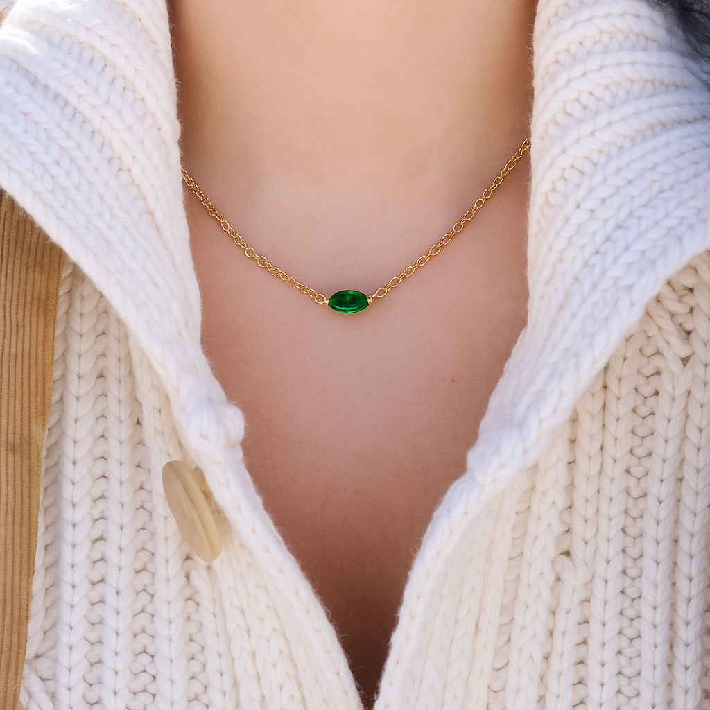 Ocean Crest Necklace | Marquise Gemstone Necklace