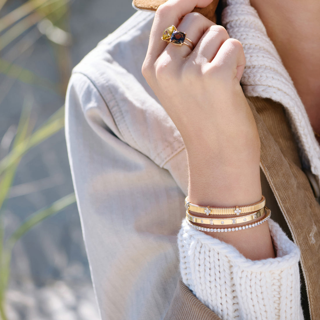 Flexible 14k gold diamond tennis bracelet with lab-grown diamonds and secure clasp