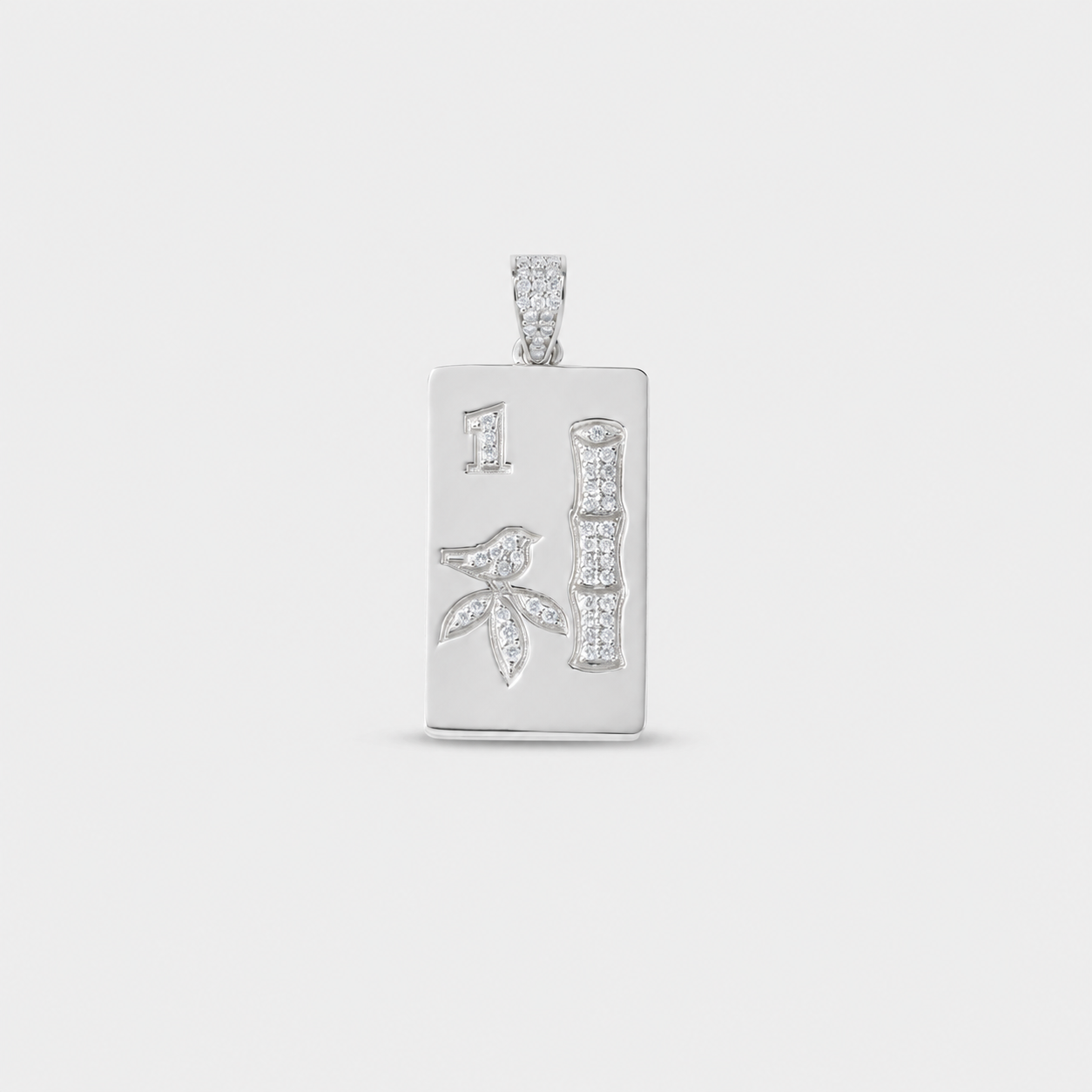 Luxury mahjong charm bracelet pendant in 14k yellow gold with pavé diamonds