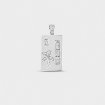 Luxury mahjong charm bracelet pendant in 14k yellow gold with pavé diamonds
