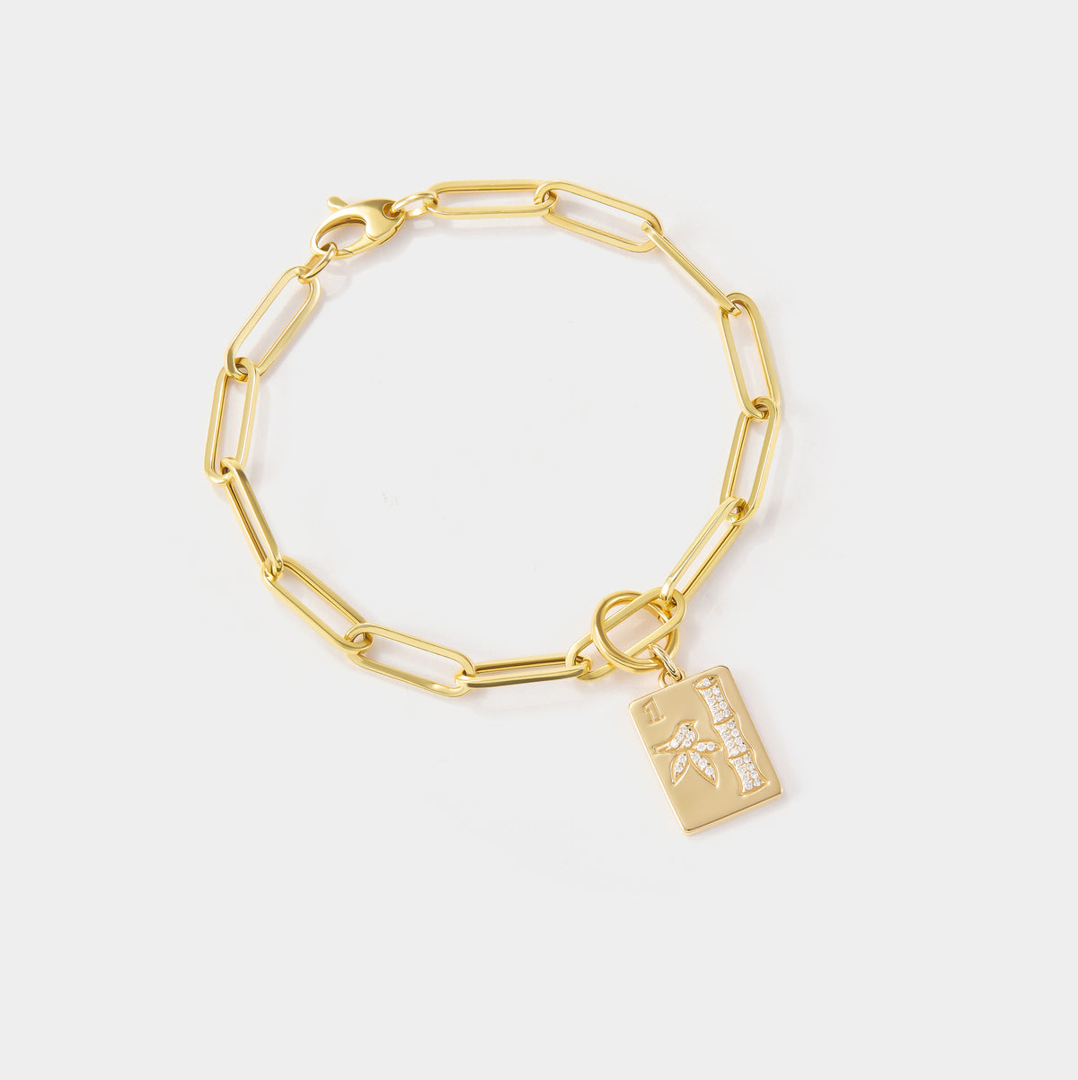 Diamond mahjong charm for bracelets and necklaces in solid 14k gold