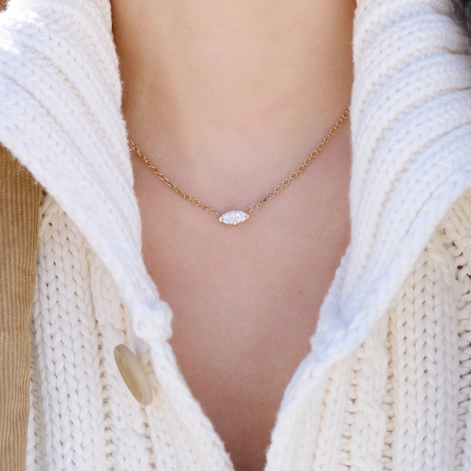 Ocean Crest Necklace | Marquise Lab Grown Diamond Necklace
