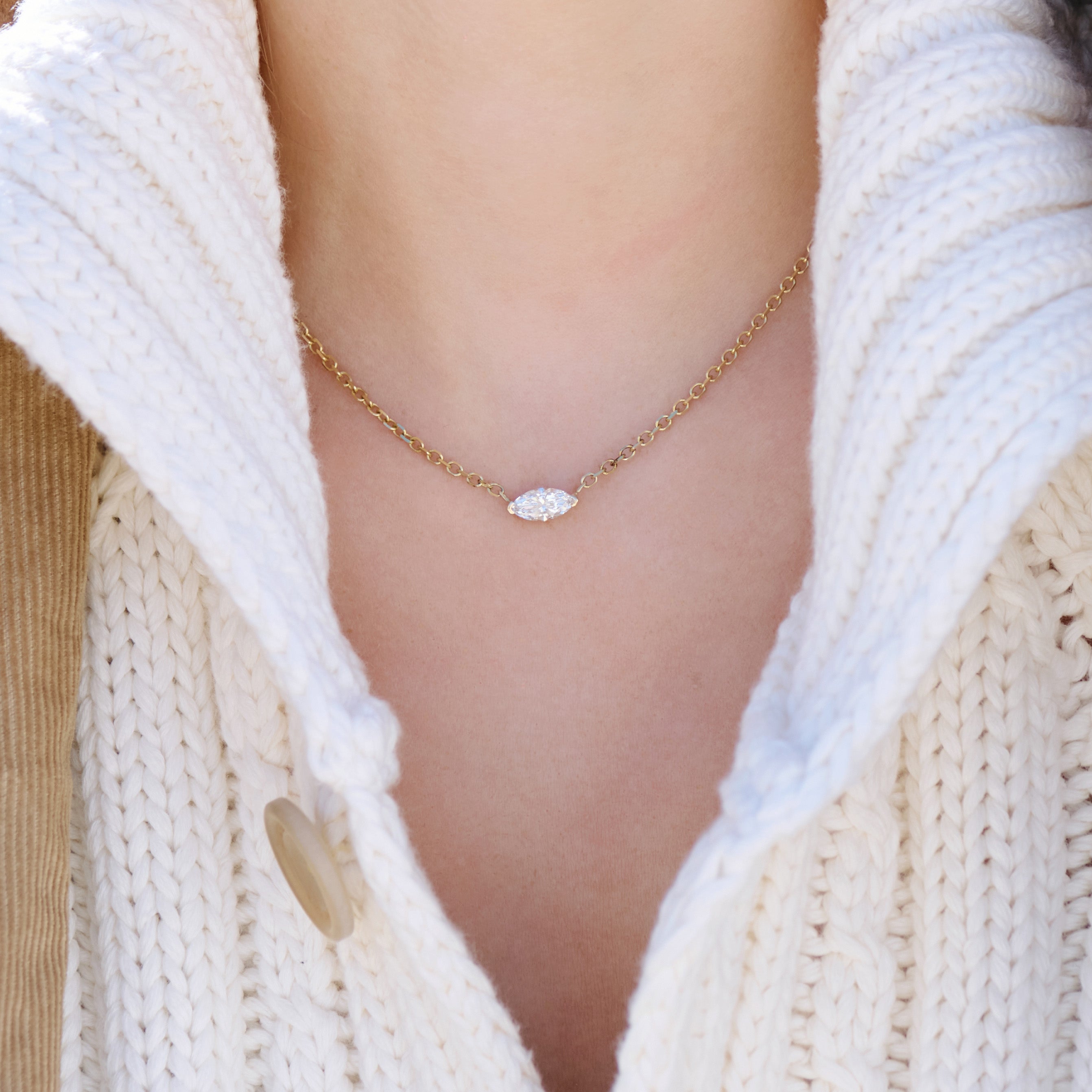 Ocean Crest Necklace | Marquise Lab Grown Diamond Necklace