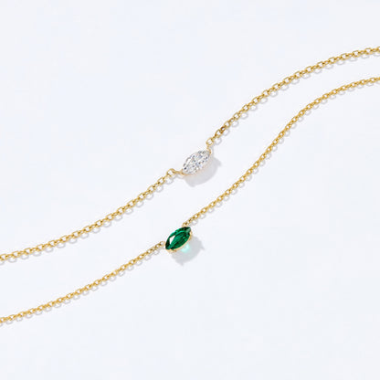 Marquise Diamond and Emerald Necklaces on gold chains
