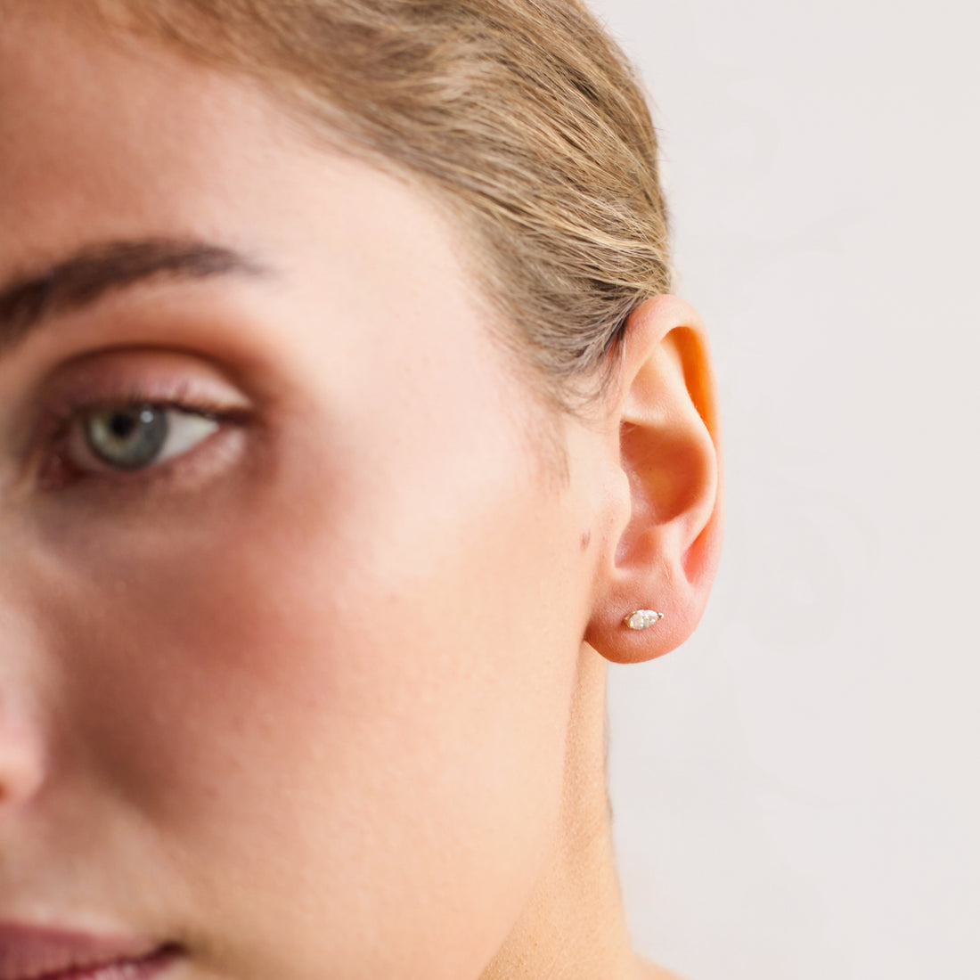 Marquise stud earring sold individual or pair.