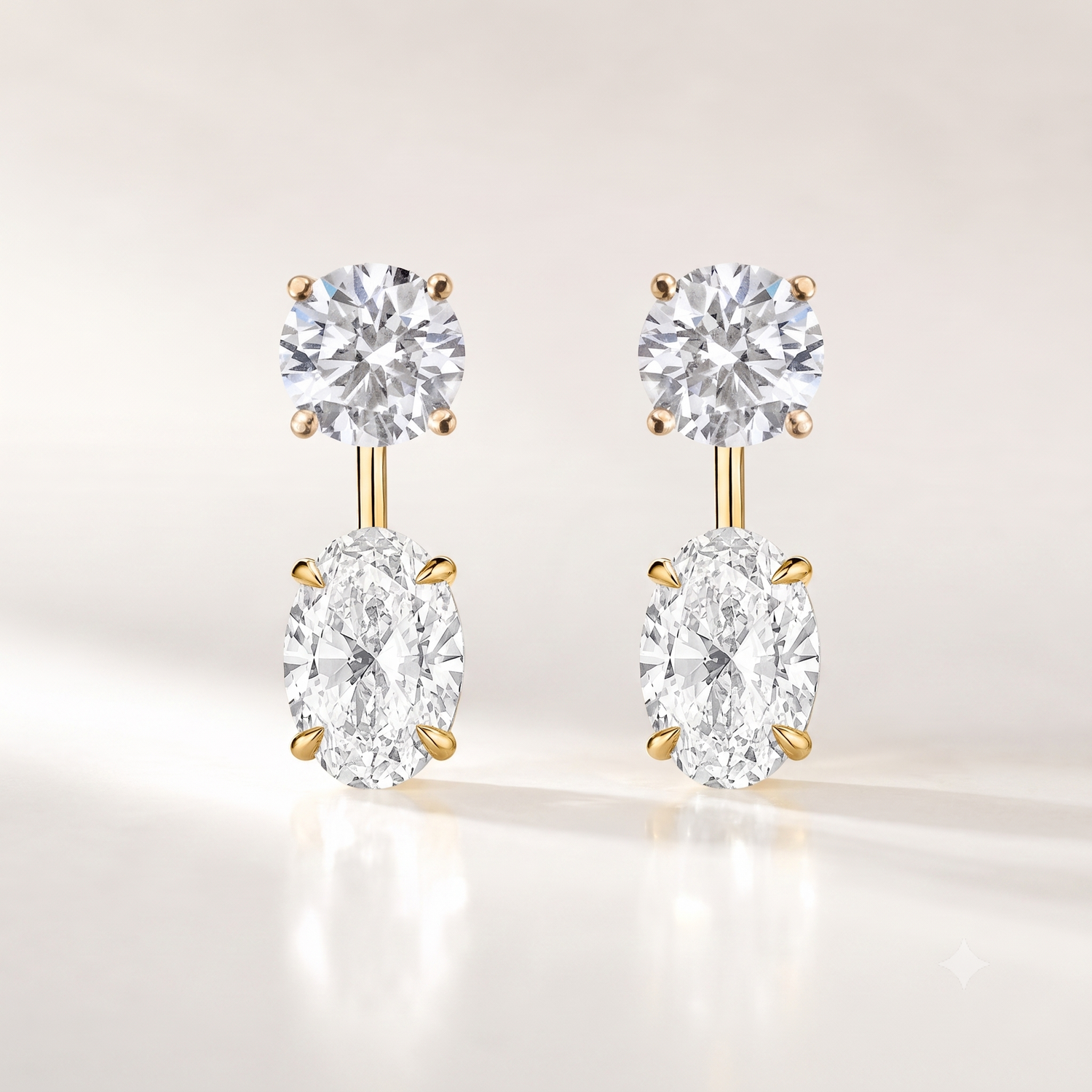 Oval Lab Grown Diamond Ear jacket that goes on stud earrings. 