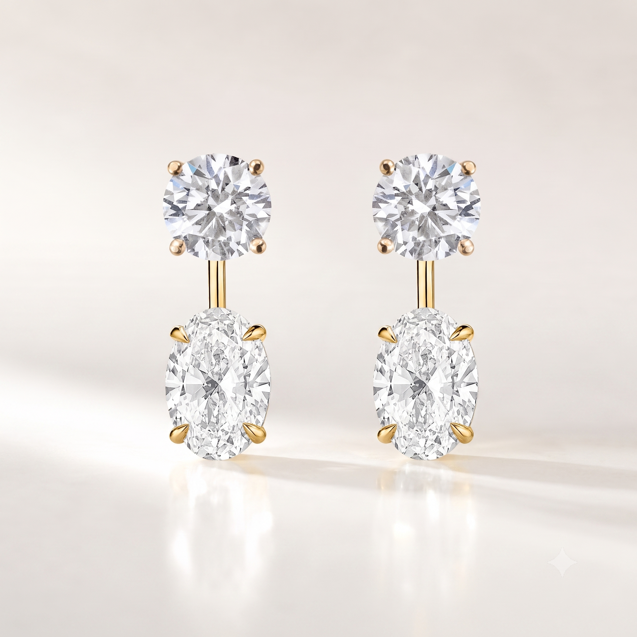 Oval Lab Grown Diamond Ear jacket that goes on stud earrings. 