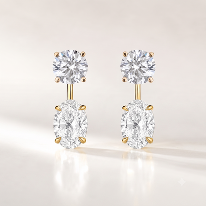 Oval Lab Grown Diamond Ear jacket that goes on stud earrings. 