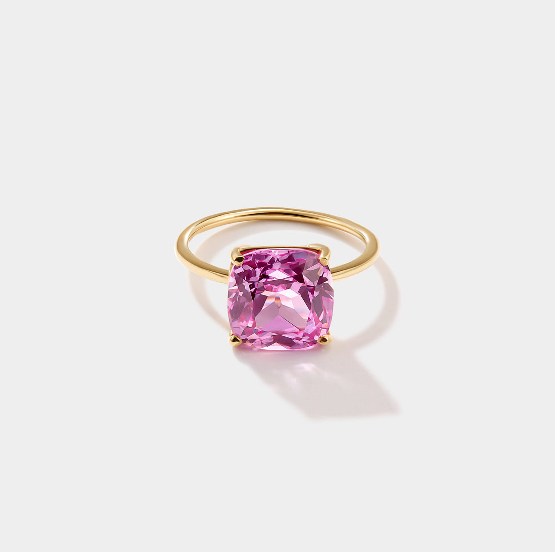 Large pink sapphire statement ring inspired by Palm Beach style