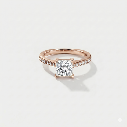 Hidden Halo Cathedral Pavé Solitaire
