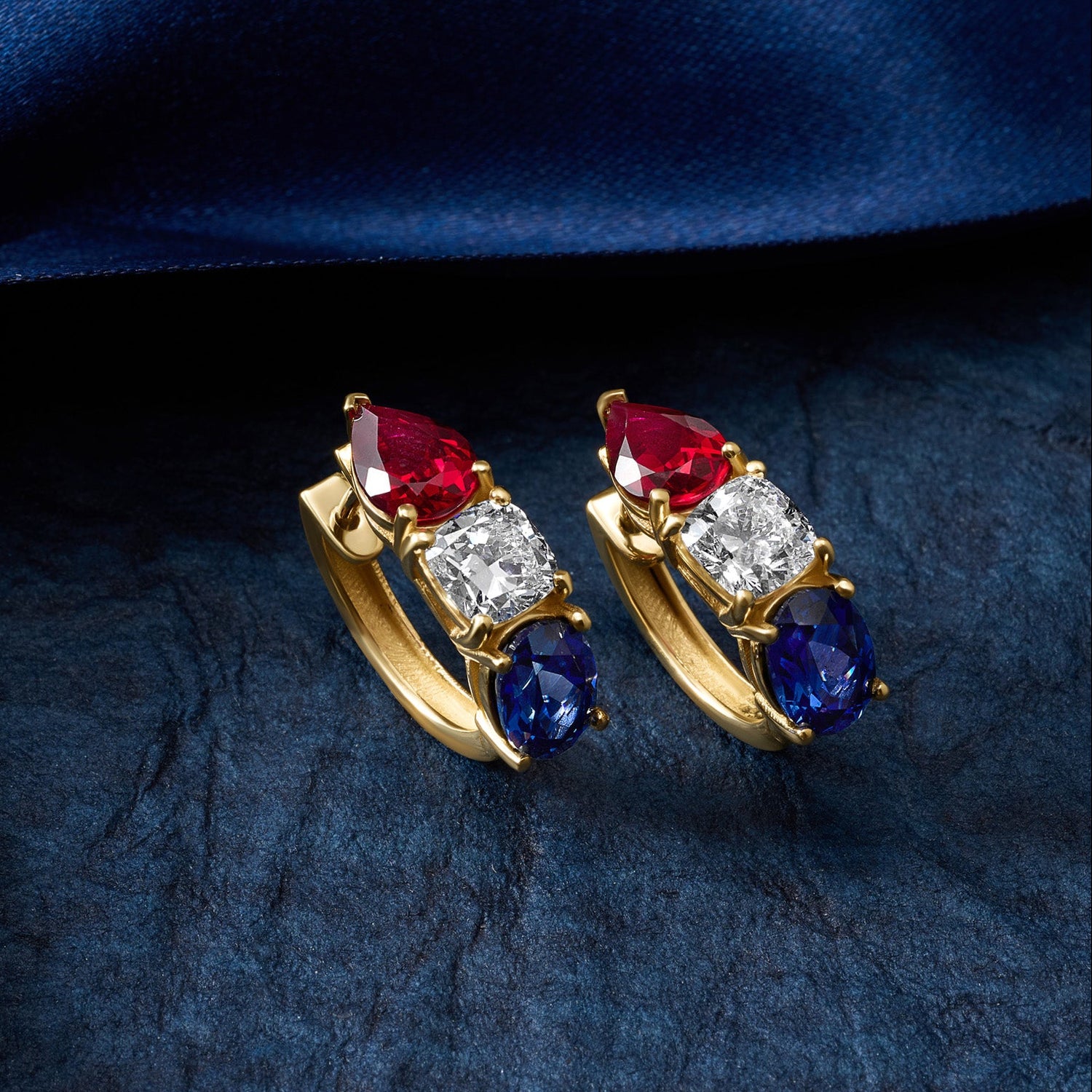 Official America250™ Diamond earrings in solid 14k gold with diamond accents, celebrating America&