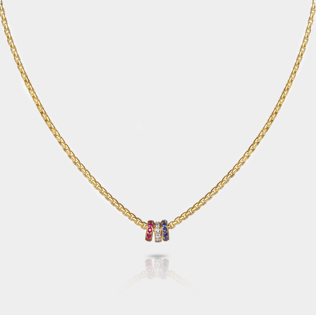 Petite Americana Rondelle Necklace – 14k Gold Red, White &amp; Blue Beads