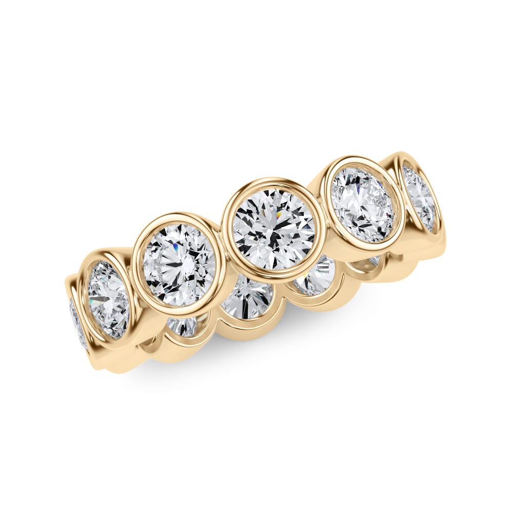 Round Brilliant Lab Grown Diamond Bezel Eternity Wedding Band in 14k Gold