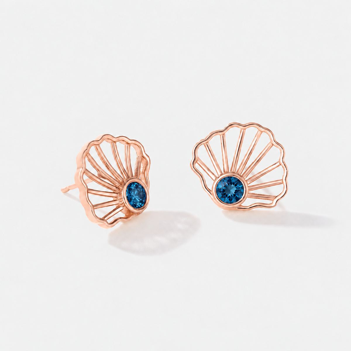 Bayside Scallop London Blue Topaz Studs