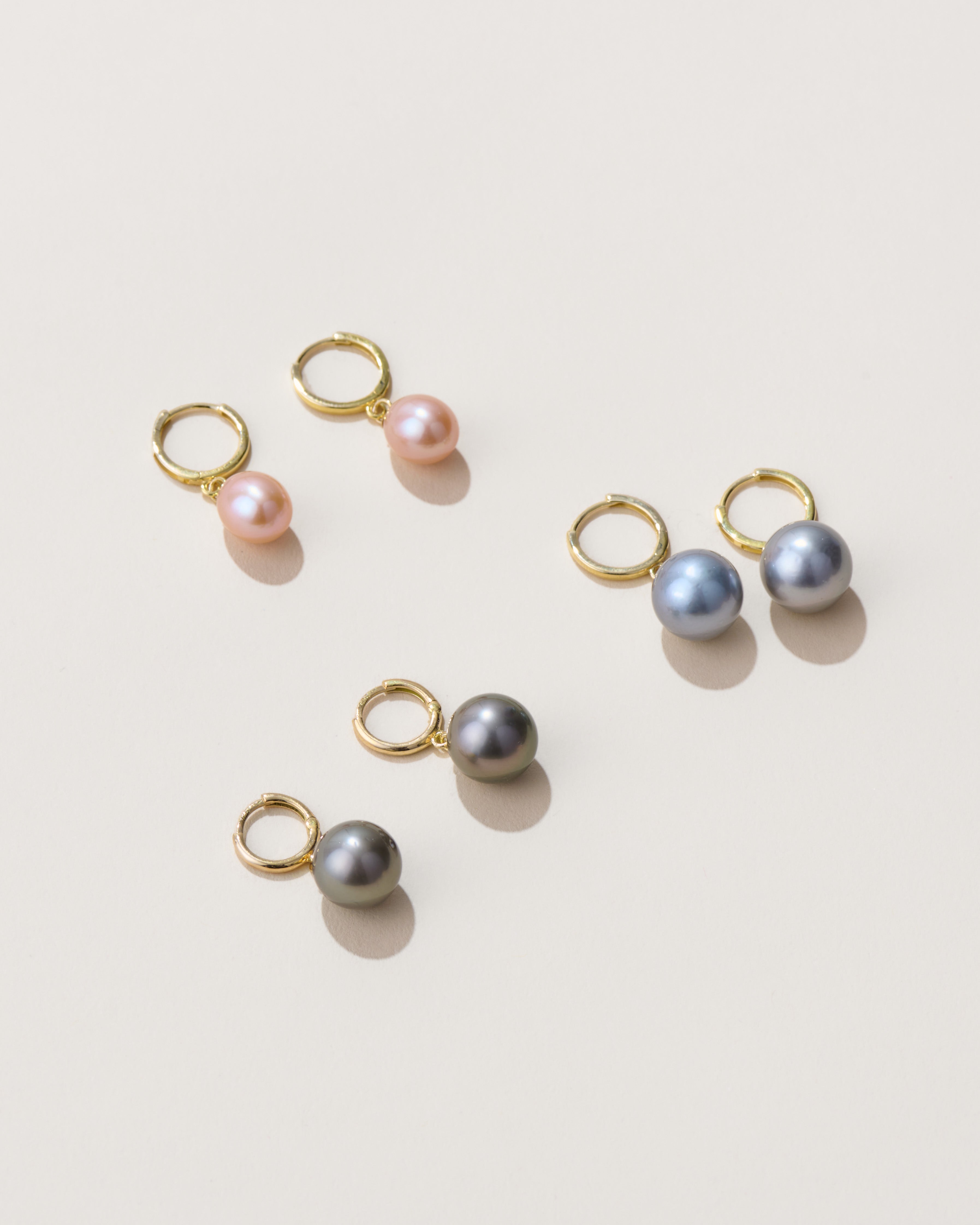 Tahitian Pearl Hoop Dangle earrings Huggies