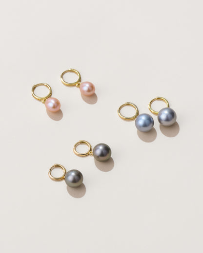 Tahitian Pearl Hoop Dangle earrings Huggies