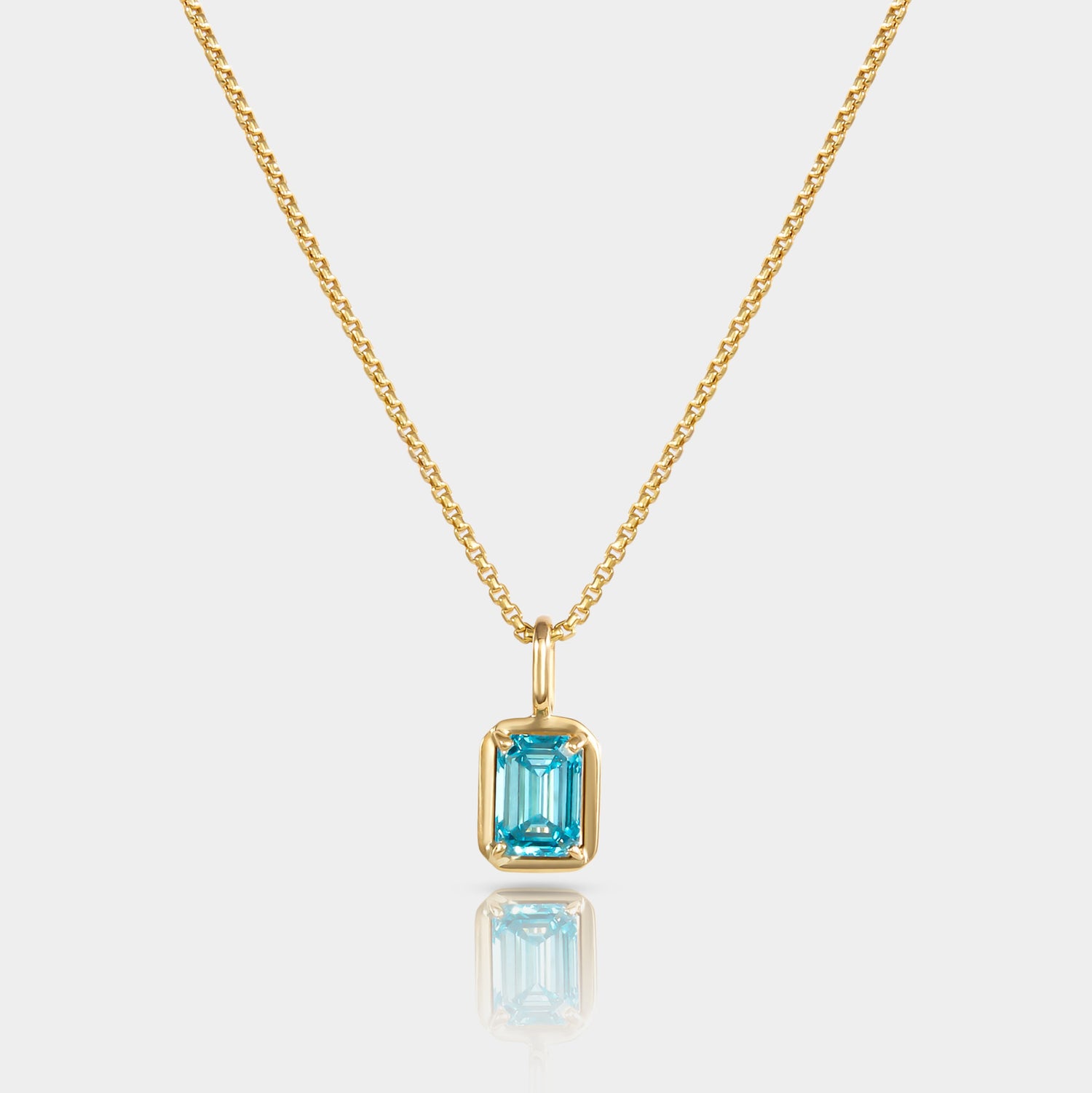 A necklace with a thin box chain.