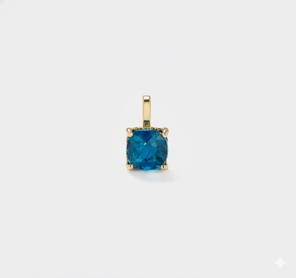 Wequassett-Inspired Pendant | 14k London Blue topaz and Lab Grown Green Diamonds