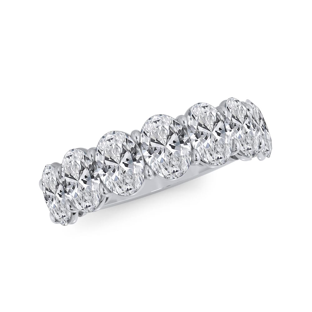 Oval Cut Lab Grown Diamond 7 Stone Ring in 14k Gold