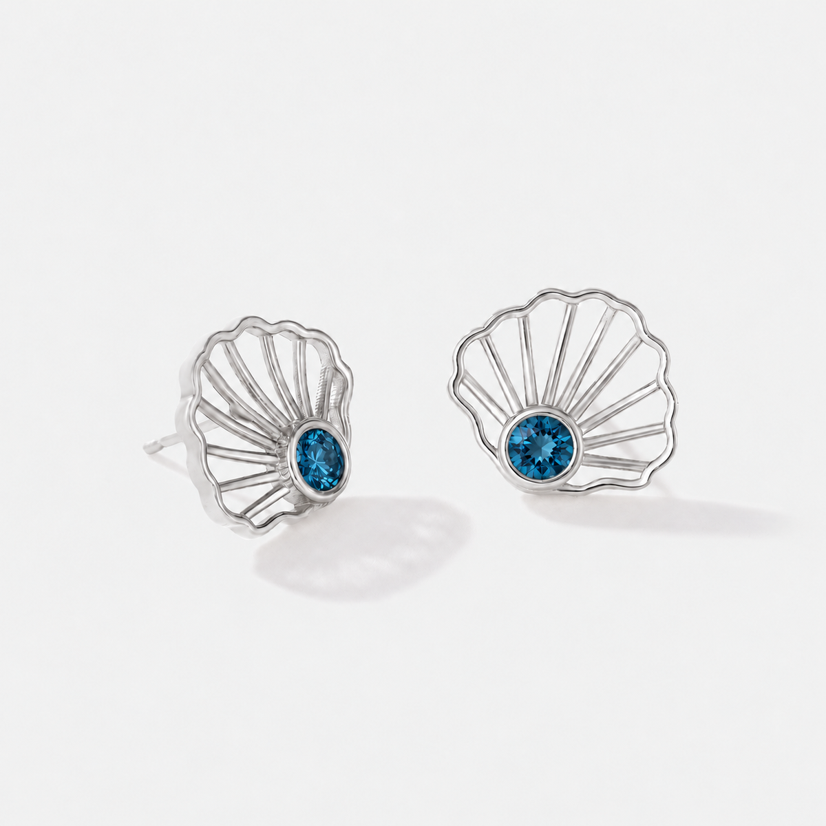 Bayside Scallop London Blue Topaz Studs