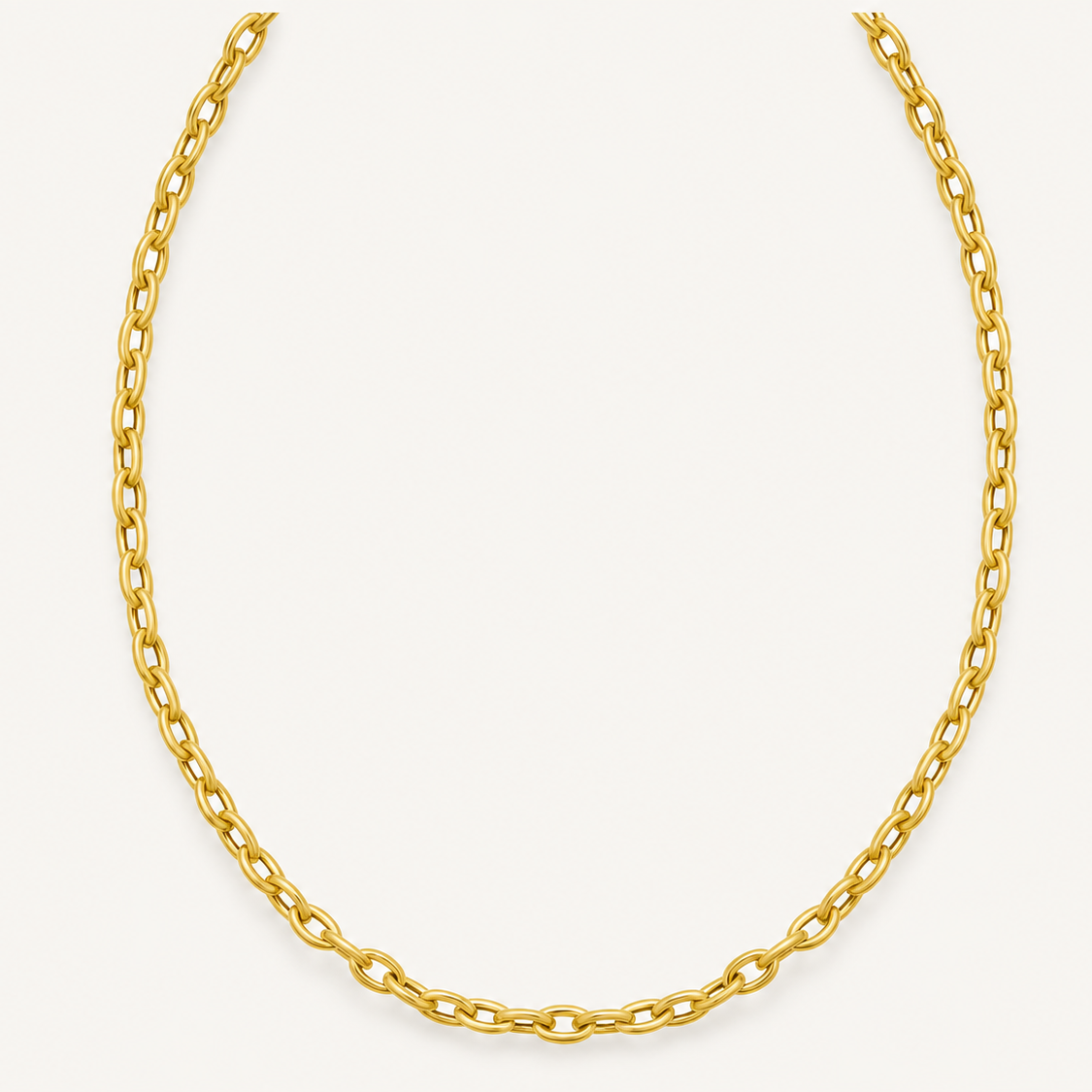 necklace.jpg	14k yellow gold oval link charm necklace with oversized pear-shaped clasp