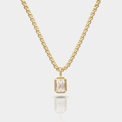 A necklace with a 14k Yellow gold Box Chain
