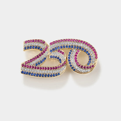 Official America250™ Diamond Lapel Pin in solid 14k gold with diamond accents, celebrating America&