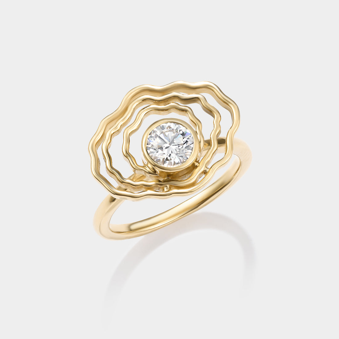 Close-up of Bayside Oyster Diamond Ring, showing the oyster design and lab-grown diamond