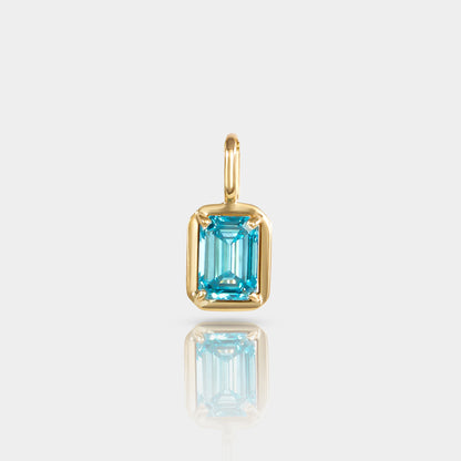 Atlantic Blue Diamond Pendant – Emerald Cut, Lab-Grown, 14k Gold