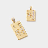 14k gold mahjong charm with lab grown diamonds for luxury charm bracelets