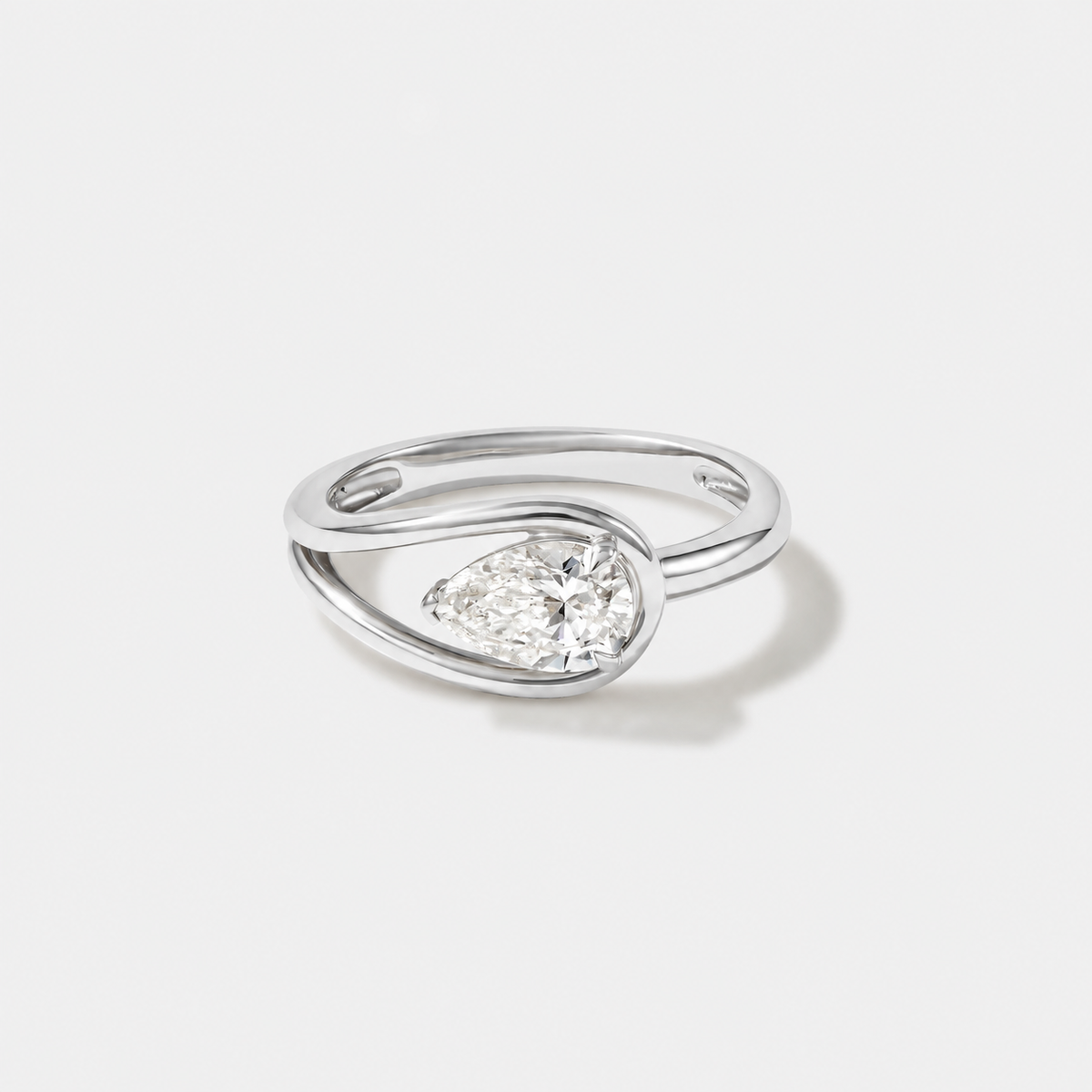 Wave Engagement Ring (1 Carat Pear Diamond Ring)