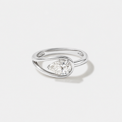 Wave Engagement Ring (1 Carat Pear Diamond Ring)