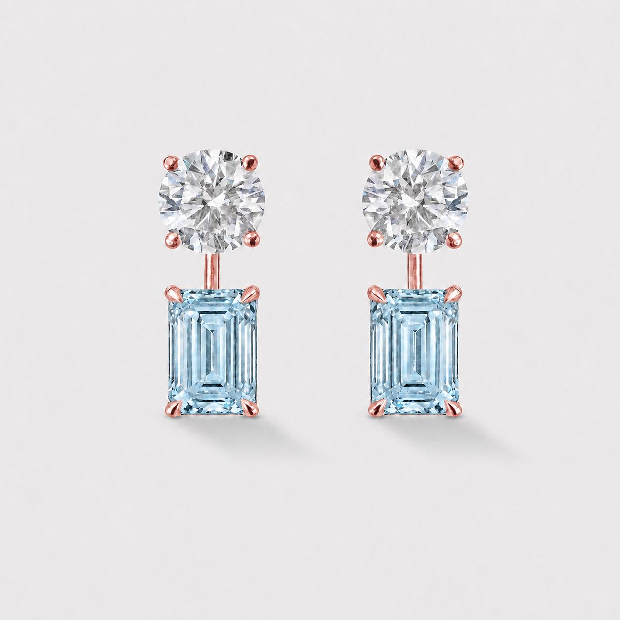 Ebb &amp; Flow aquamarine earring jackets crafted in 14k rose gold