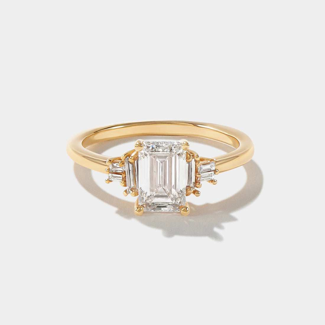 The Chapin emerald-cut lab-grown diamond ring with six graduated baguette side stones