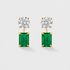 Removable emerald-cut lab-grown emerald earring jackets designed to pair with diamond studs.