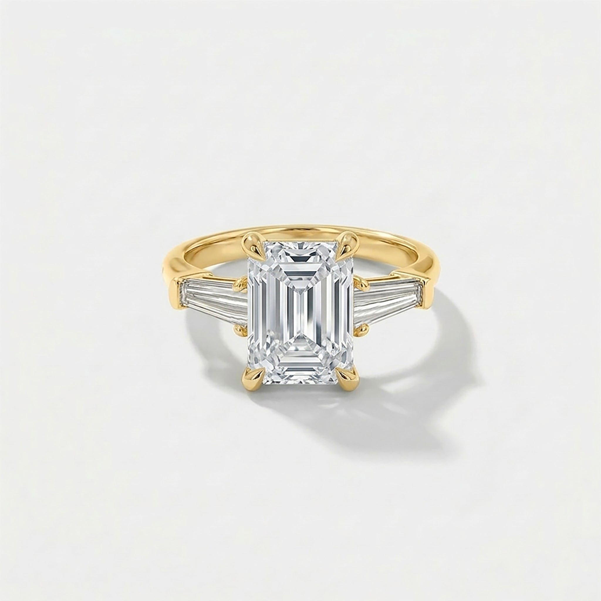 emerald cut lab grown diamond engagement ring