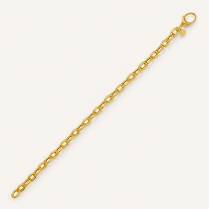 Polished 14k gold oval link necklace with oversized pear-shaped lobster clasp