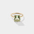 Cushion cut green amethyst parasolite ring in solid 14k gold, Cove Signature Ring statement gemstone ring made in the USA