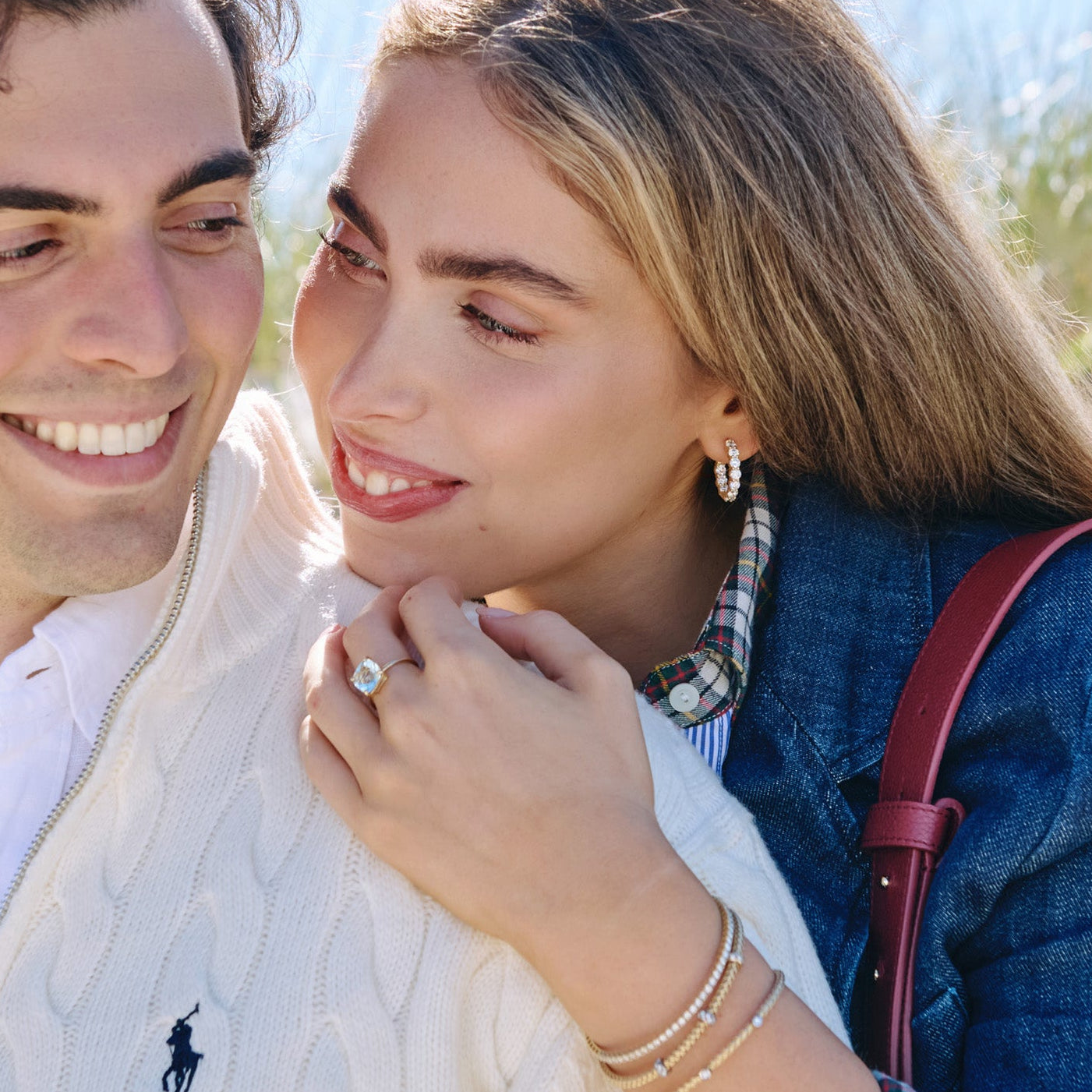 Inside outside diamond hoop earrings with lab-grown diamonds