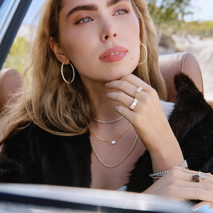 Lab-grown diamond hoops with inside and outside sparkle