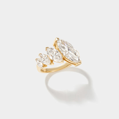 Four-stone graduated marquise-cut lab-grown diamond ring set in polished 14K
