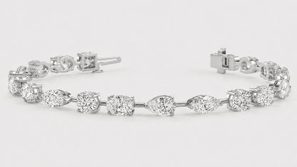 5 carat mixed-shape lab-grown diamond tennis bracelet with oval, marquise, pear and round diamonds in 14k gold