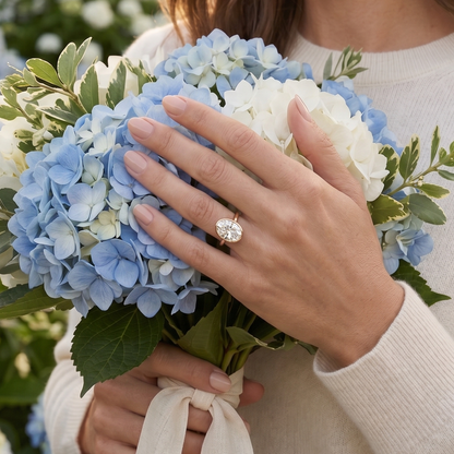 Coastal-inspired oval bezel solitaire engagement ring handcrafted in solid gold