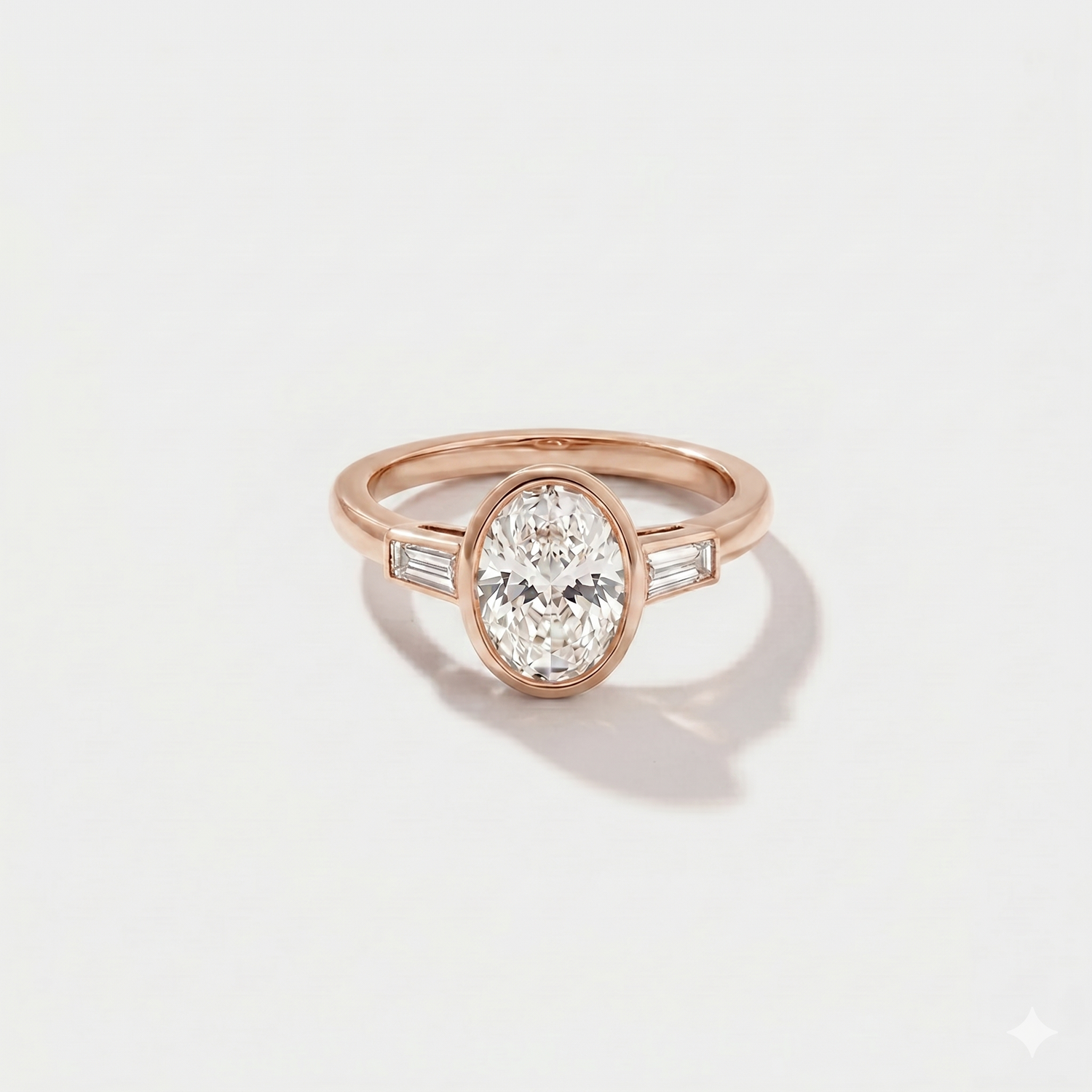 Bezel Baguette Lab Grown Diamond Engagement Ring