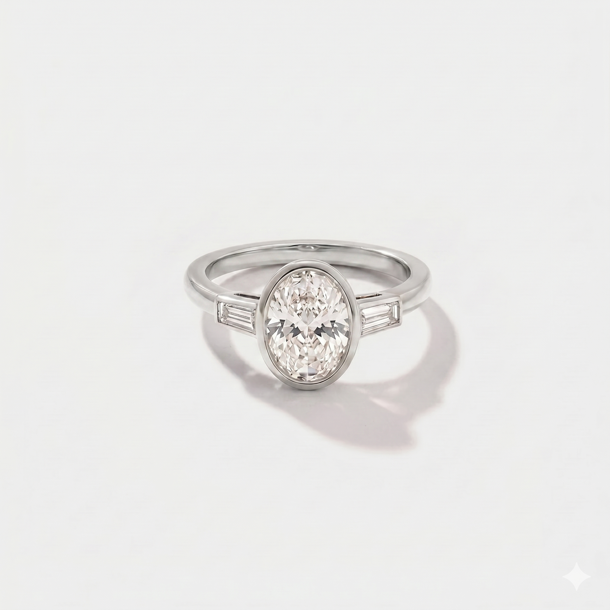 Bezel Baguette Lab Grown Diamond Engagement Ring