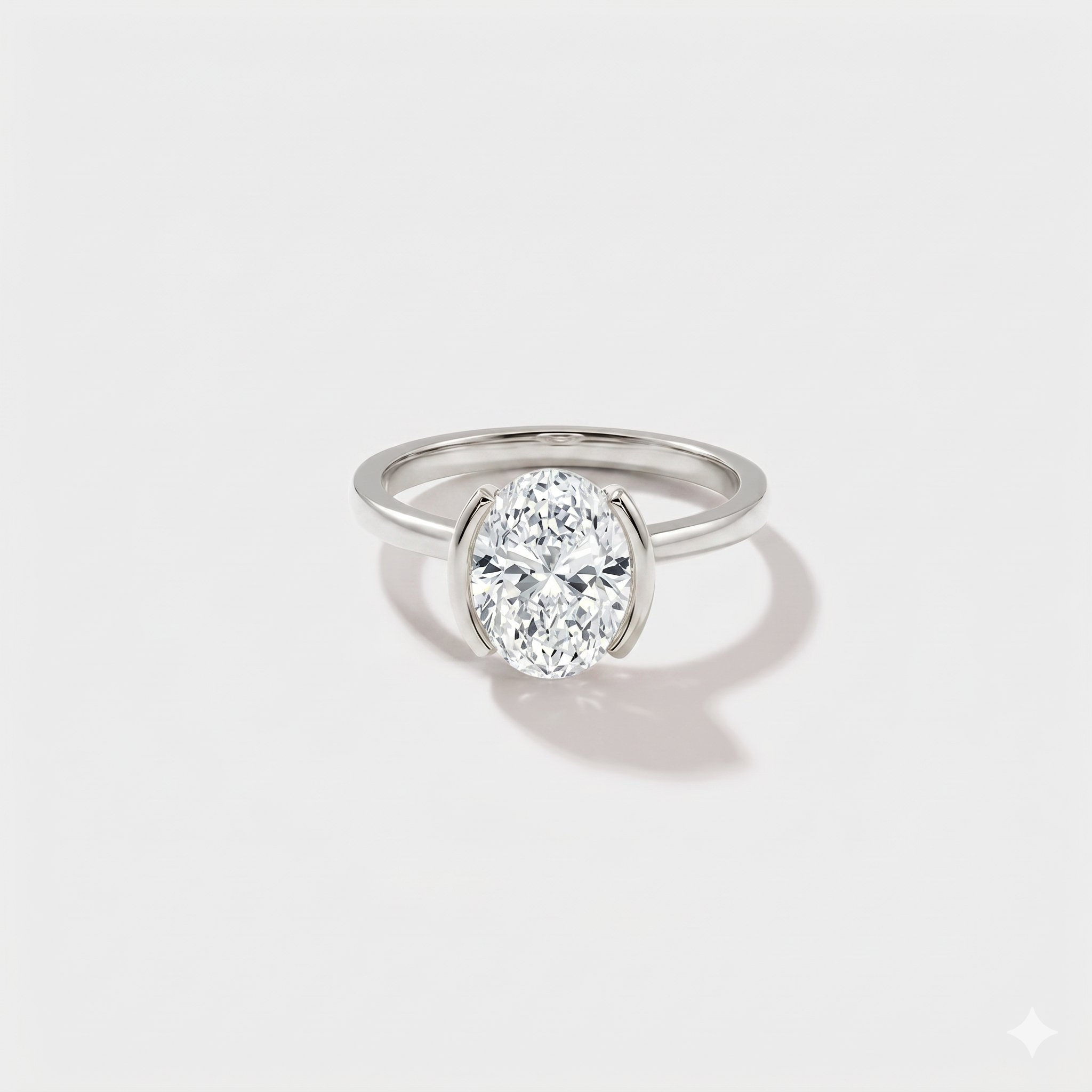 Half Bezel Lab Grown Diamond Engagement Ring