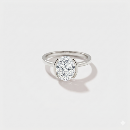 Half Bezel Lab Grown Diamond Engagement Ring