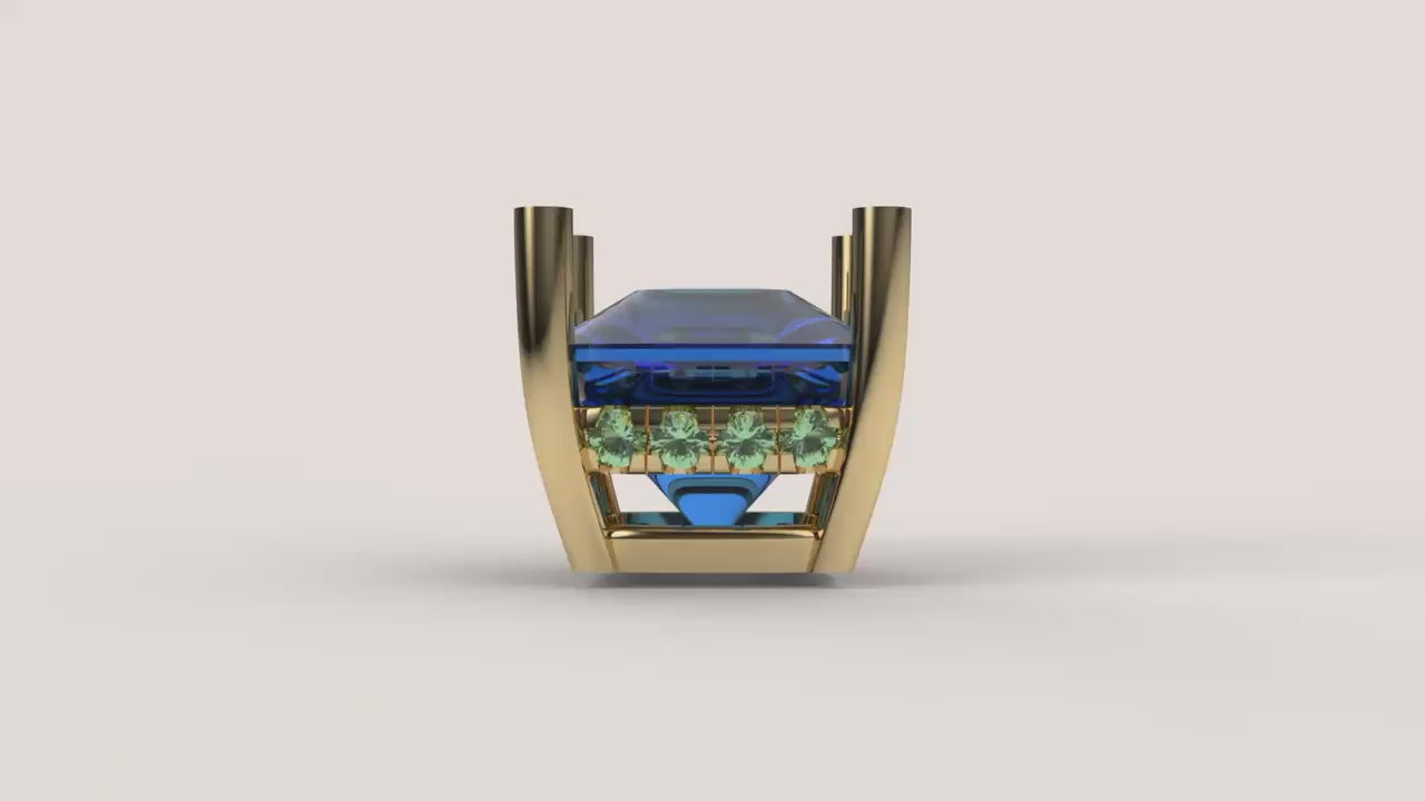Wequassett-Inspired Pendant | 14k London Blue topaz and Lab Grown Green Diamonds