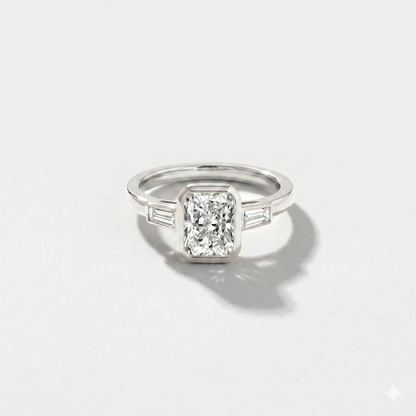 Bezel Baguette Lab Grown Diamond Engagement Ring