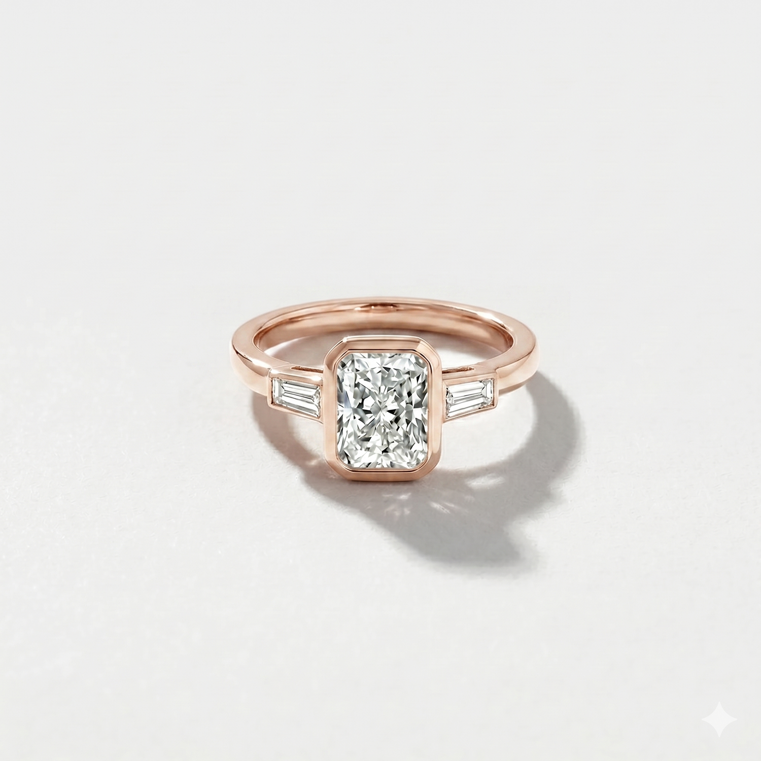 Bezel Baguette Lab Grown Diamond Engagement Ring